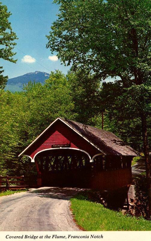 1969 Covered Bridge at The Flume Gorge Franconia Notch NH New Hampshire Vintage