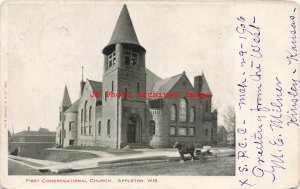 WI, Appleton, Wisconsin, First Congregational Church, Exterior Scene, 1907 PM