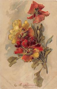 Bunch Of Stemmed Flowers With Gold Trim Signed Klein Antique Postcard V13417