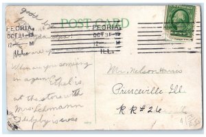 1915 Douglas School Exterior Roadside Peoria Illinois IL Posted Trees Postcard