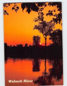 Postcard Sunset Scene Wabash River Indiana USA