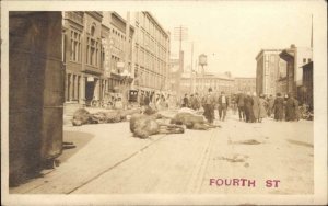 Dayton Ohio OH Flood Damage Fourth St. Dead Horses c1910 Real Photo Postcard