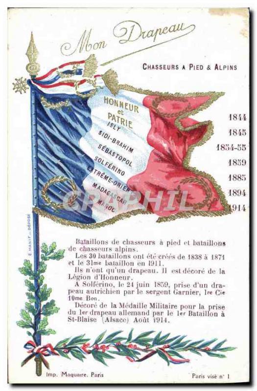 CPA Militaria Chasseurs a pieds & alpins 