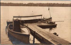 Lake House Launch @ Dock, Cottage Grove Congamond Lake Southwick MA Postcard T22