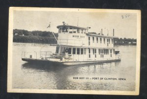 PORT CLINTON IOWA ROB ROY RIVERBOAT III ADVERTISING VINTAGE POSTCARD