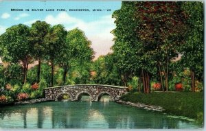 Postcard Bridge in Silver Lake Park Rochester Minnesota Posted 1947
