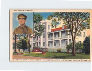 Postcard Gen. Douglas MacArthur, Old Arsenal Building, Little Rock, Arkansas