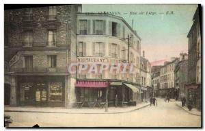 Old Postcard Suresnes Rue de liege Restaurant at the small Rose