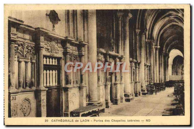 VINTAGE POSTCARD Cathedral of Laon Gates of the Side chapels