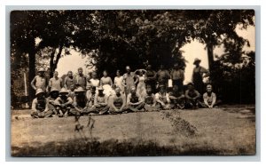 Vintage 1920's RPPC Postcard - Group Photo of Men & Women Factory Workers