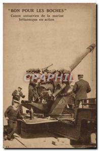 Postcard Old Army Good for Boches anti-aircraft gun of the British Navy in ac...