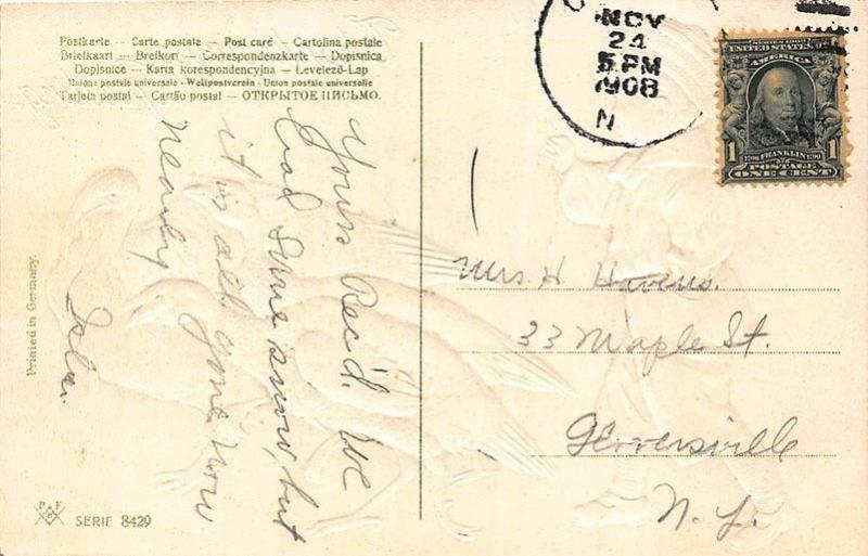 Thanksgiving Greetings Three Turkeys Leading Down The Path PFB Postcard