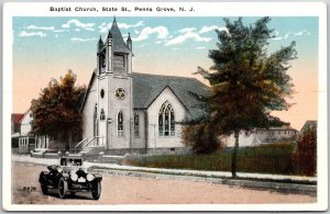 Baptist Church State Street Penns Grove New Jersey NJ Roadway View Postcard