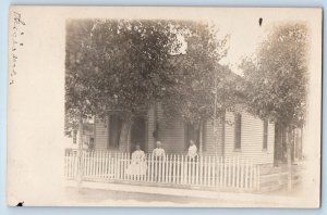 Huron South Dakota SD Postcard RPPC Photo House Scene Old Man Woman 1908 Antique