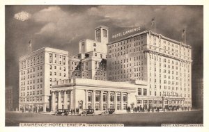 Lawrence Hotel Erie Pennsylvania Showing New Addition Historical Bldg. Postcard