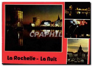 Modern Postcard La Rochelle Charente Maritime Port seen at night