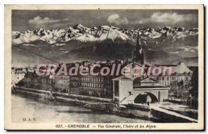 Old Postcard Grenoble Vue Generale I'Isere And The Alps