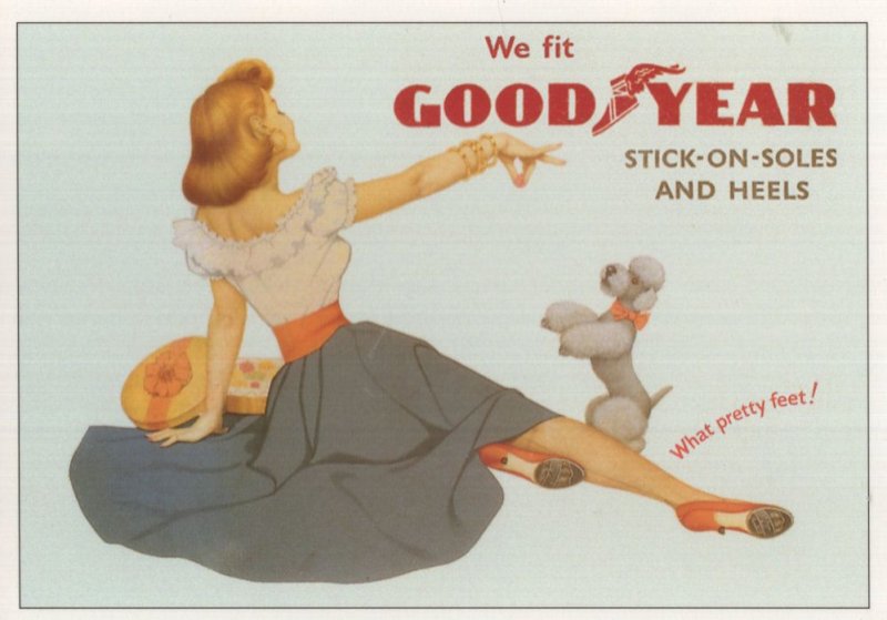 Good Year Stick On Soles Toy Pet Dog Poodle Advertising Postcard