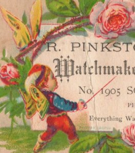 1880s R. Pinkstone Watchmaker & Jeweler Fantasy Fairy & Butterfly P56