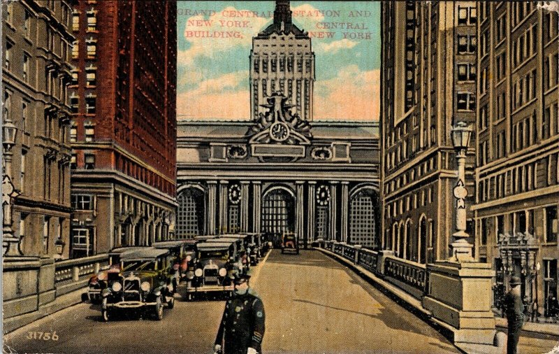 1937 Grand Central Station N.Y. Central Railroad Building Vintage Postcard 