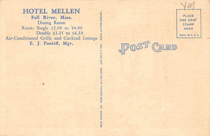 Hotel Mellen Fall River, Massachusetts MA