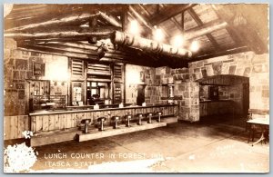 Vtg Minnesota MN Lunch Counter Forest Inn Itasca State Park 1940s RPPC Postcard