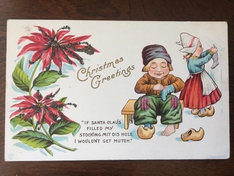 James Pitts Signed Christmas Dutch Kids Children. B4