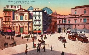 Vintage Postcard Napoli Piazza Trento E Trieste Gia S. Ferdinando Naples Italy