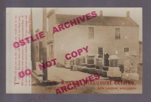 New London WISCONSIN RPPC c1910 ADVERTISING Funeral Death MONUMENT WORKS Dying