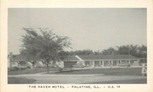 Illinois Palatine The Haven Motel roadside US14 National Press Postcard 22-7925