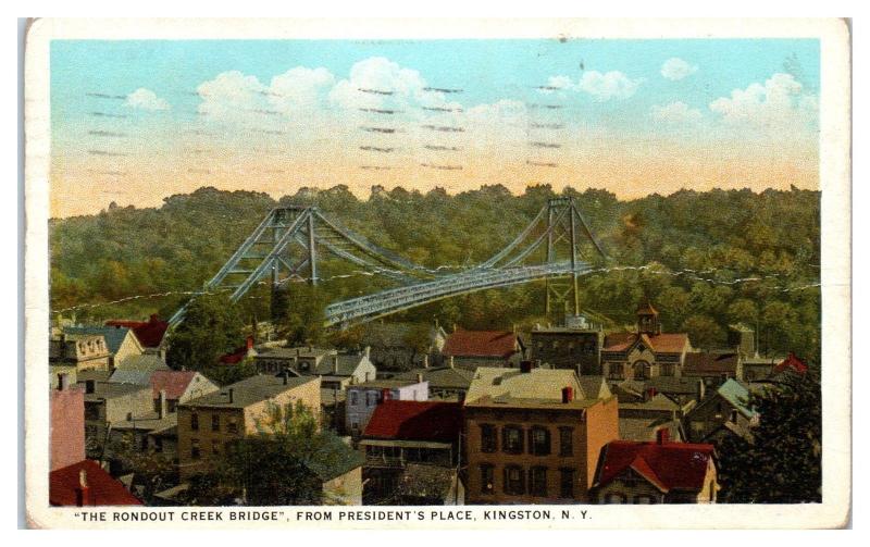 1938 The Rondout Creek Bridge from President's Place, Kingston, NY Postcard