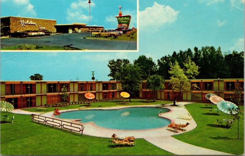 Vtg 1960's Holiday Inn Hotel Swimming Pool Des Moines Iowa IA Chrome Postcard