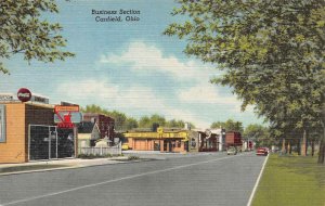 CANFIELD, OH Ohio  STREET SCENE Zimmerman Drug Store~Coke Sign  c1940's Postcard