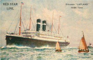 Artist impression C-1910 Red Sar Steamship Lapland Postcard 21-7586