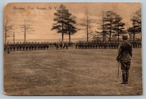 US Army Review of Fort Slocum    New York   Postcard 1915