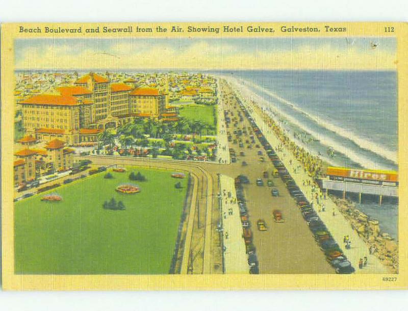 Linen BEACH BOULEVARD AND GALVEZ HOTEL Galveston Texas TX HQ4046