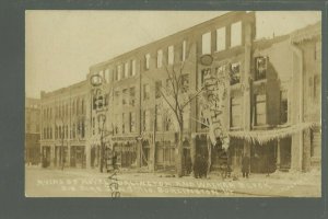 Burlington VERMONT RPPC 1910 FIRE RUINS Disaster HOTEL BURNED Main Street STORES