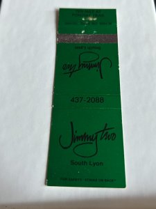 Vintage Matchbook Cover Jimmy Two South Lyon, Michigan MB183