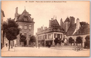 Dijon Place Ces Cordeliers At Monument Piron France Black & White Postcard