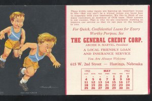 HASTINGS NEBRASKA THE GENERAL CREDIT CO CALENDAR ADVERTISING POSTCARD