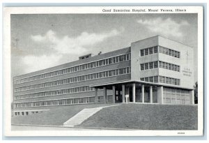 1953 Good Samaritan Hospital Building Steps Ground View Mount Vernon IL Postcard