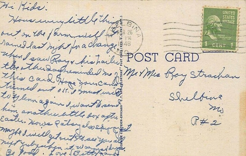 C153 Ray Walters Comic We're on Our Way Curt Teich Postcard