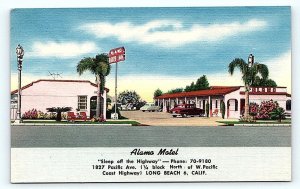 LONG BEACH, CA California ~ ALAMO MOTEL  c1940s Roadside Linen Postcard