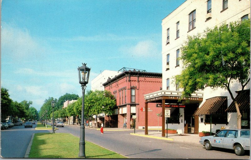Vtg Shopping District Wellsboro Pennsylvania PA Unused Postcard