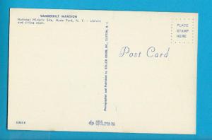  Postcard Vanderbuilt Mansion National Historic Site Hyde Park New York  # 656