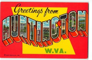 HUNTINGTON, WV Large Letter 1962 Chrome Postcard - Curt Teich 2Dk-1637