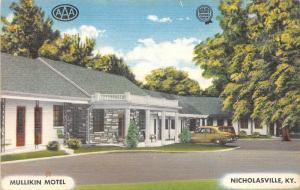 Kentucky Ky Postcard 1954 NICHOLASVILLE Mullikan Motel Roadside Linen