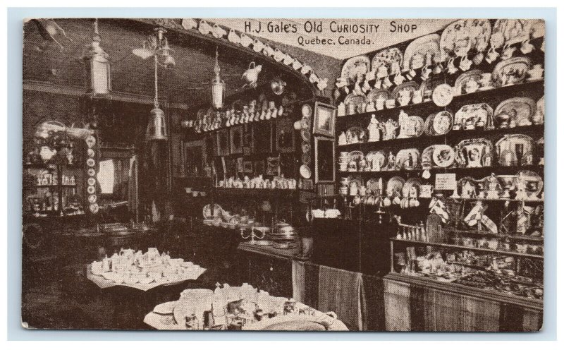 Quebec Canada H J Gale's Old Curiosity Shop Interior View Postcard