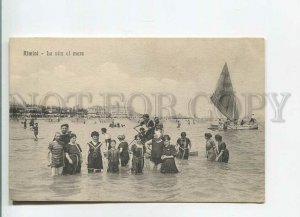 482601 Italy Rimini yacht beach vacationers bathers Vintage postcard