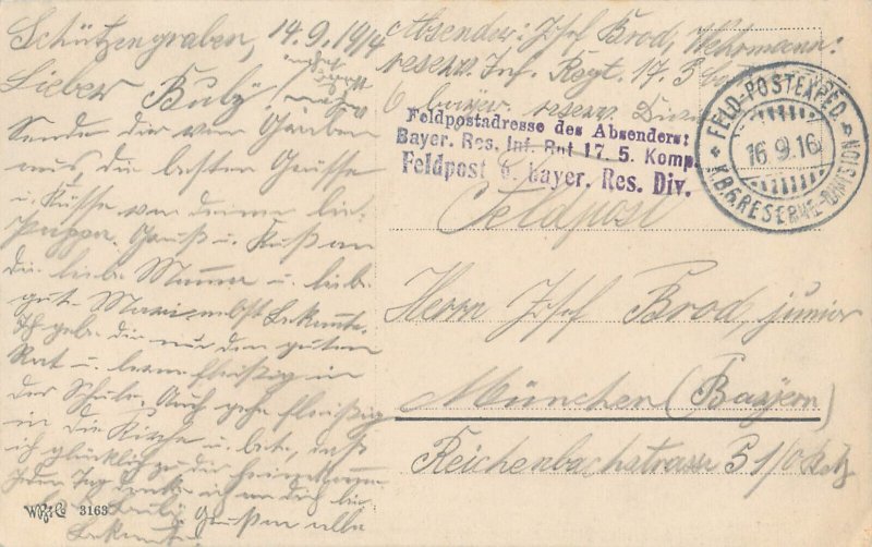 World War 1916 patriotic postcard military drawn boy Germany WWI